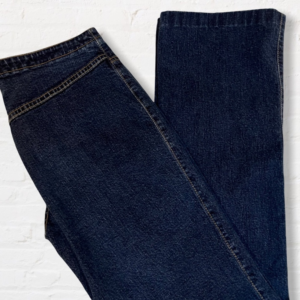 Piazza Sempione Dark Wash Straight Leg Cotton Blend Denim Jeans Square Pockets